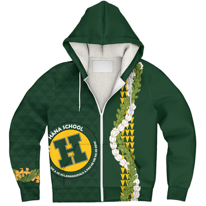 Hana High and Elementary School Sherpa Hoodie Puakenikeni Maile Flower Lei