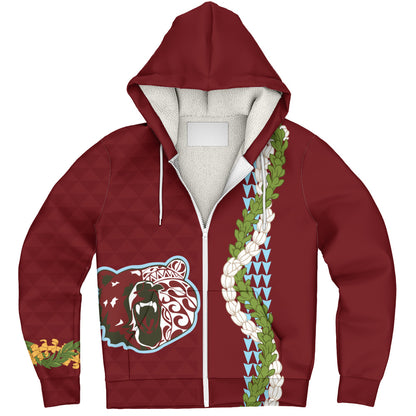 Henry Perrine Baldwin High School Sherpa Hoodie Puakenikeni Maile Flower Lei