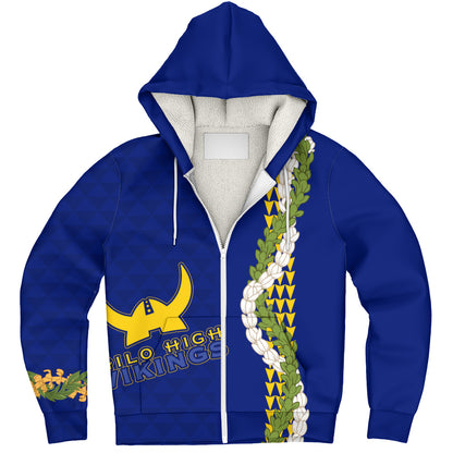 Hilo High School Sherpa Hoodie Puakenikeni Maile Flower Lei