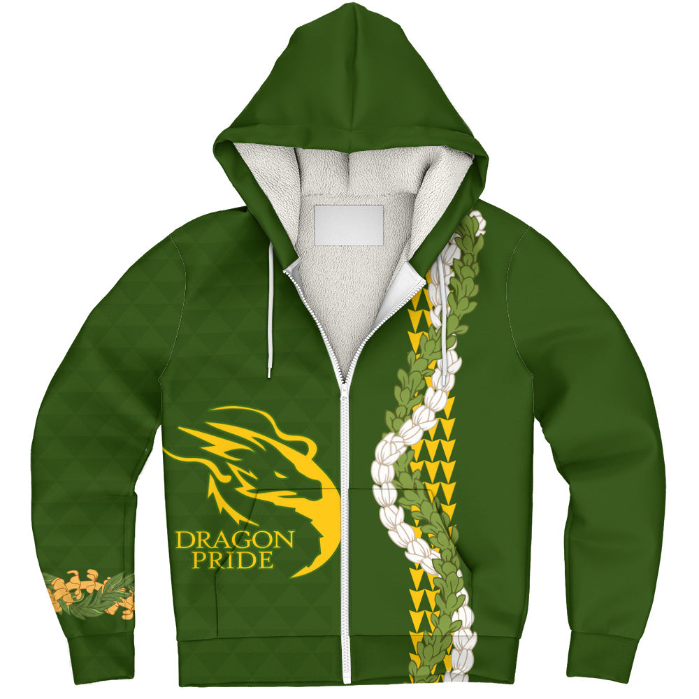 Honokaʻa High & Intermediate School Sherpa Hoodie Puakenikeni Maile Flower Lei