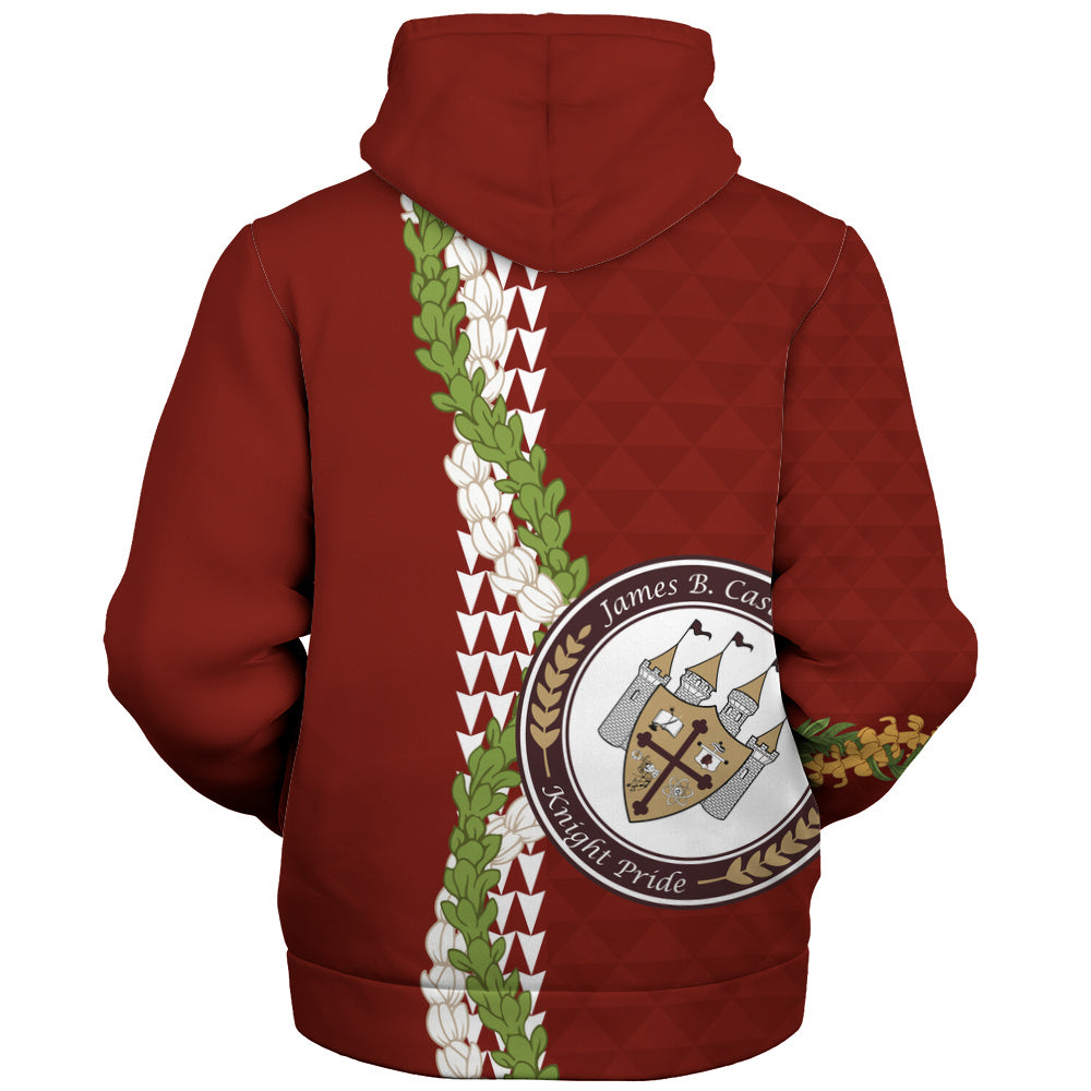 James B. Castle High School Sherpa Hoodie Puakenikeni Maile Flower Lei