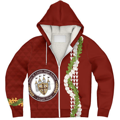 James B. Castle High School Sherpa Hoodie Puakenikeni Maile Flower Lei
