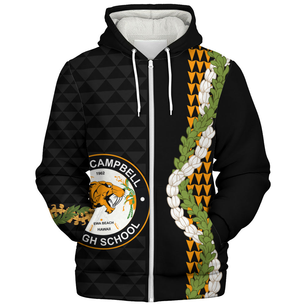 James Campbell High School Sherpa Hoodie Puakenikeni Maile Flower Lei