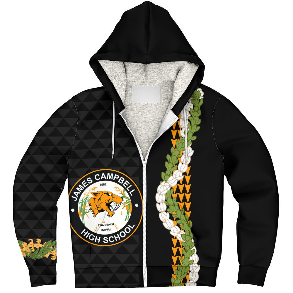 James Campbell High School Sherpa Hoodie Puakenikeni Maile Flower Lei
