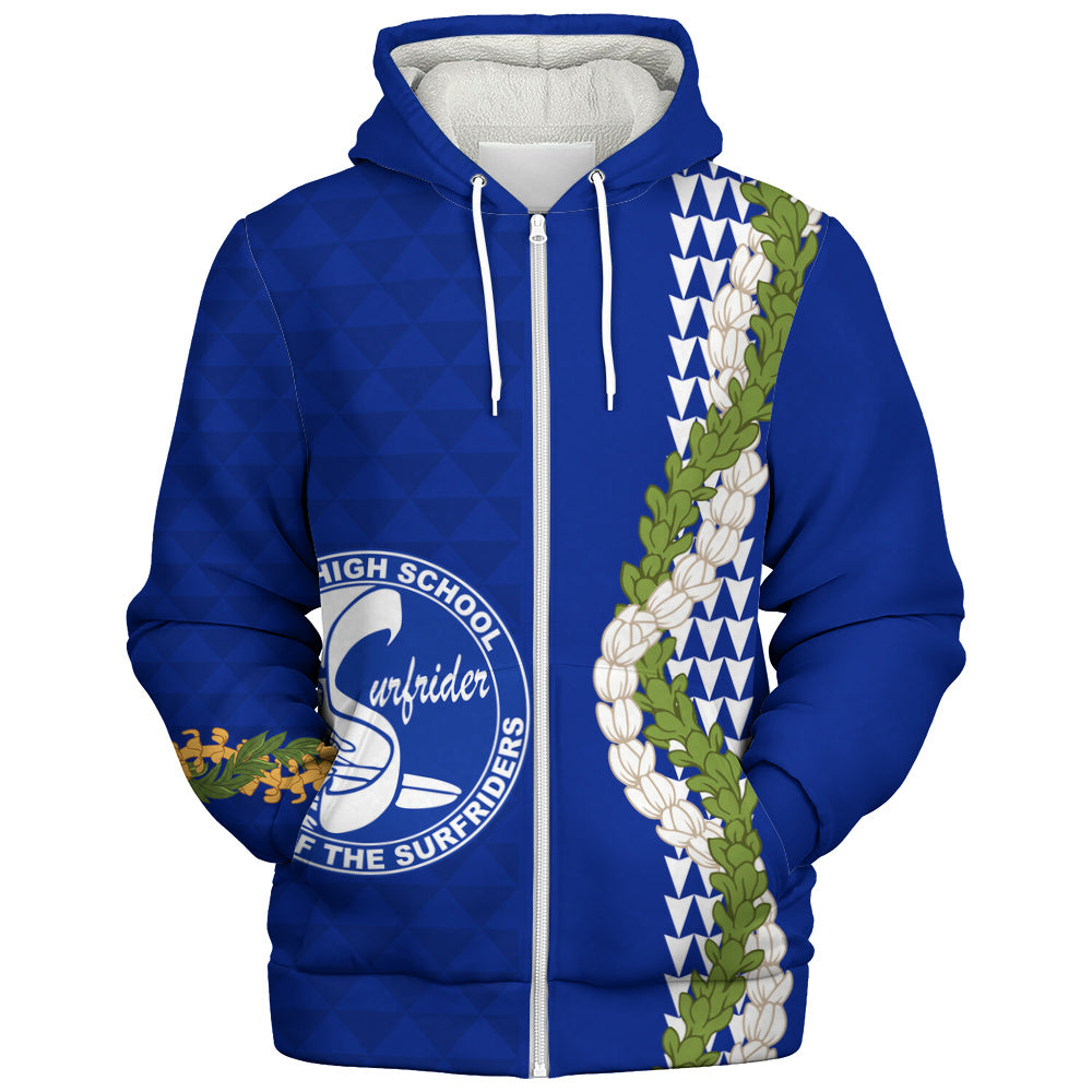 Kailua High School Sherpa Hoodie Puakenikeni Maile Flower Lei