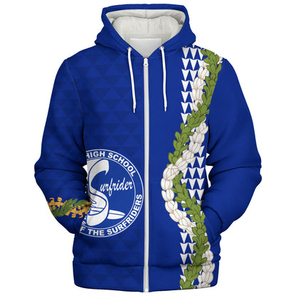 Kailua High School Sherpa Hoodie Puakenikeni Maile Flower Lei