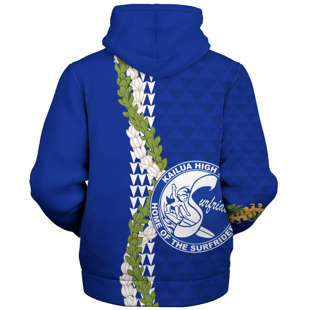 Kailua High School Sherpa Hoodie Puakenikeni Maile Flower Lei