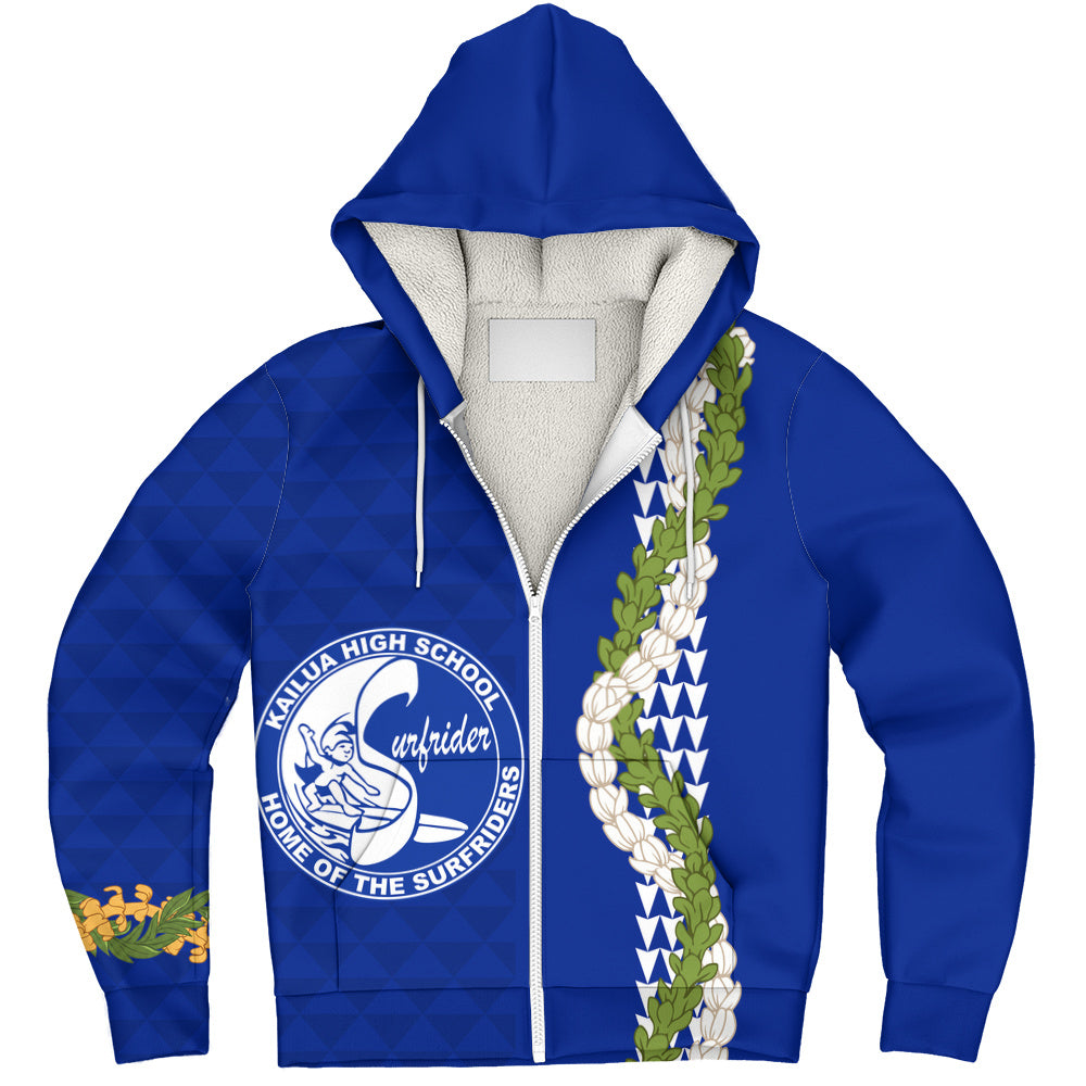 Kailua High School Sherpa Hoodie Puakenikeni Maile Flower Lei