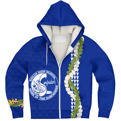 Kailua High School Sherpa Hoodie Puakenikeni Maile Flower Lei