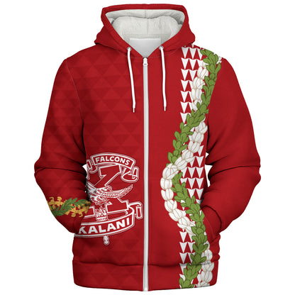 Kalani High School Sherpa Hoodie Puakenikeni Maile Flower Lei