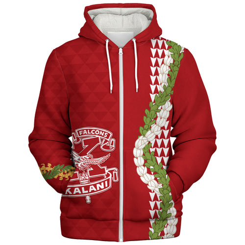 Kalani High School Sherpa Hoodie Puakenikeni Maile Flower Lei