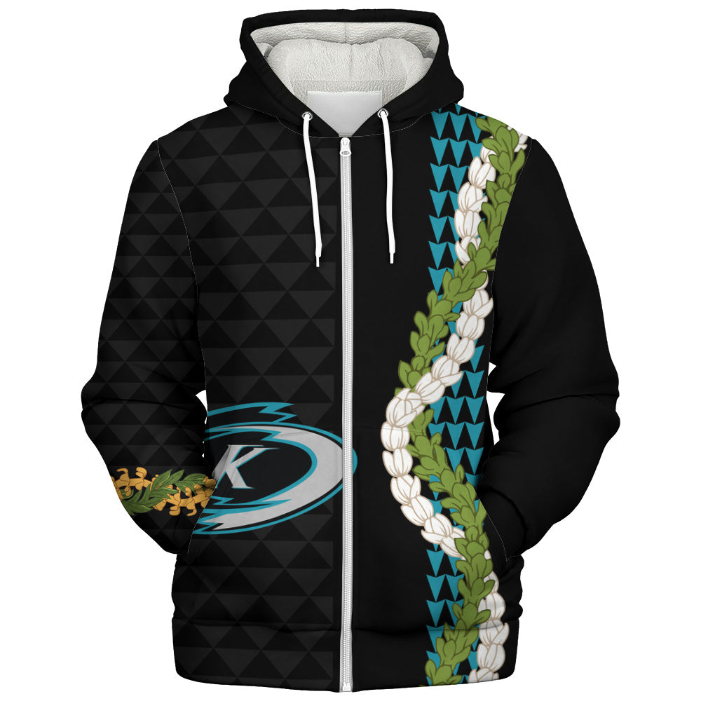 Kapolei High School Sherpa Hoodie Puakenikeni Maile Flower Lei