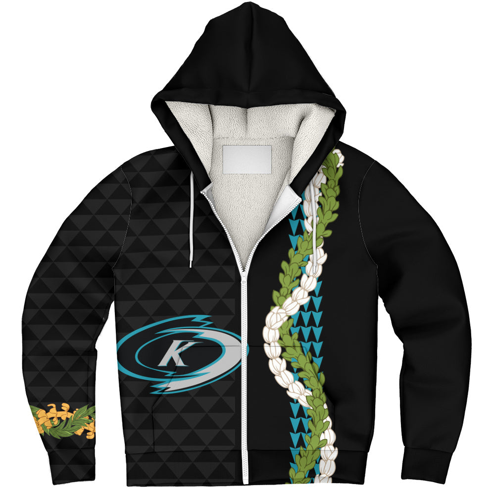 Kapolei High School Sherpa Hoodie Puakenikeni Maile Flower Lei