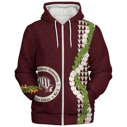 Kaʻū High & Pāhala Elementary School Sherpa Hoodie Puakenikeni Maile Flower Lei