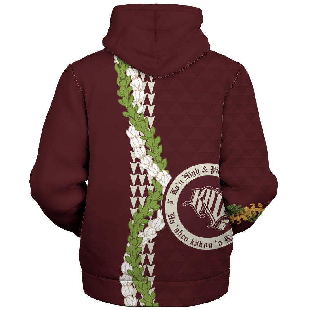 Kaʻū High & Pāhala Elementary School Sherpa Hoodie Puakenikeni Maile Flower Lei