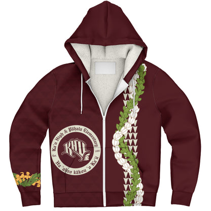 Kaʻū High & Pāhala Elementary School Sherpa Hoodie Puakenikeni Maile Flower Lei