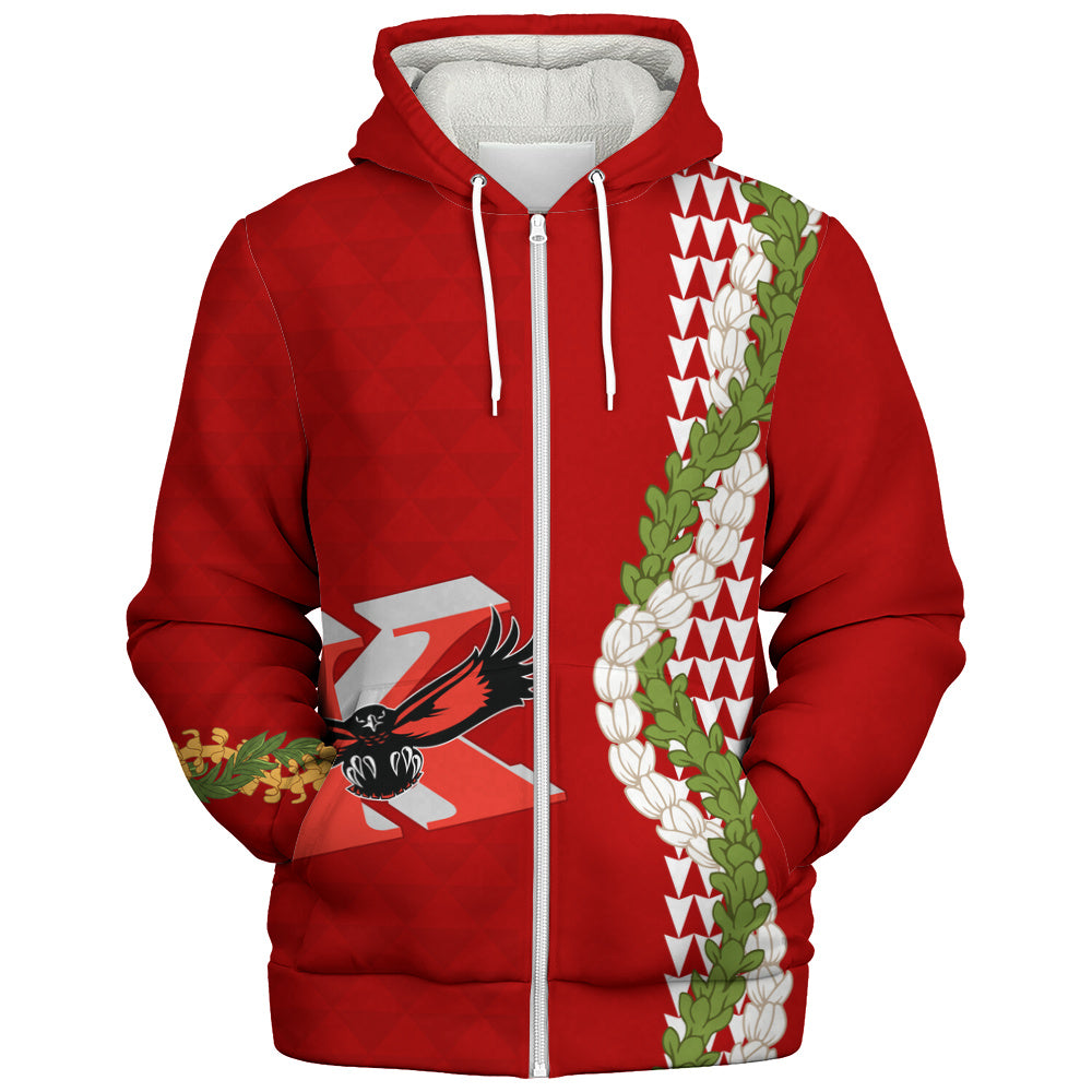 Kauai High School Sherpa Hoodie Puakenikeni Maile Flower Lei
