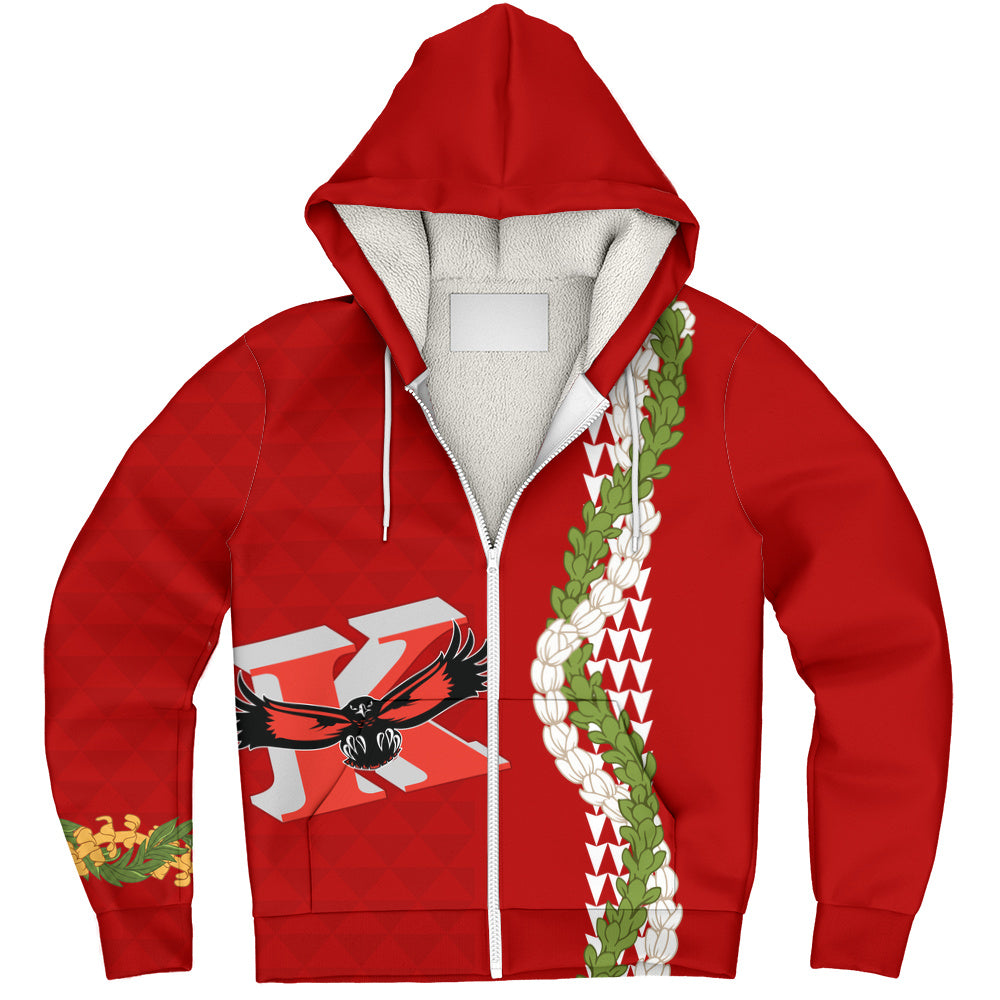 Kauai High School Sherpa Hoodie Puakenikeni Maile Flower Lei