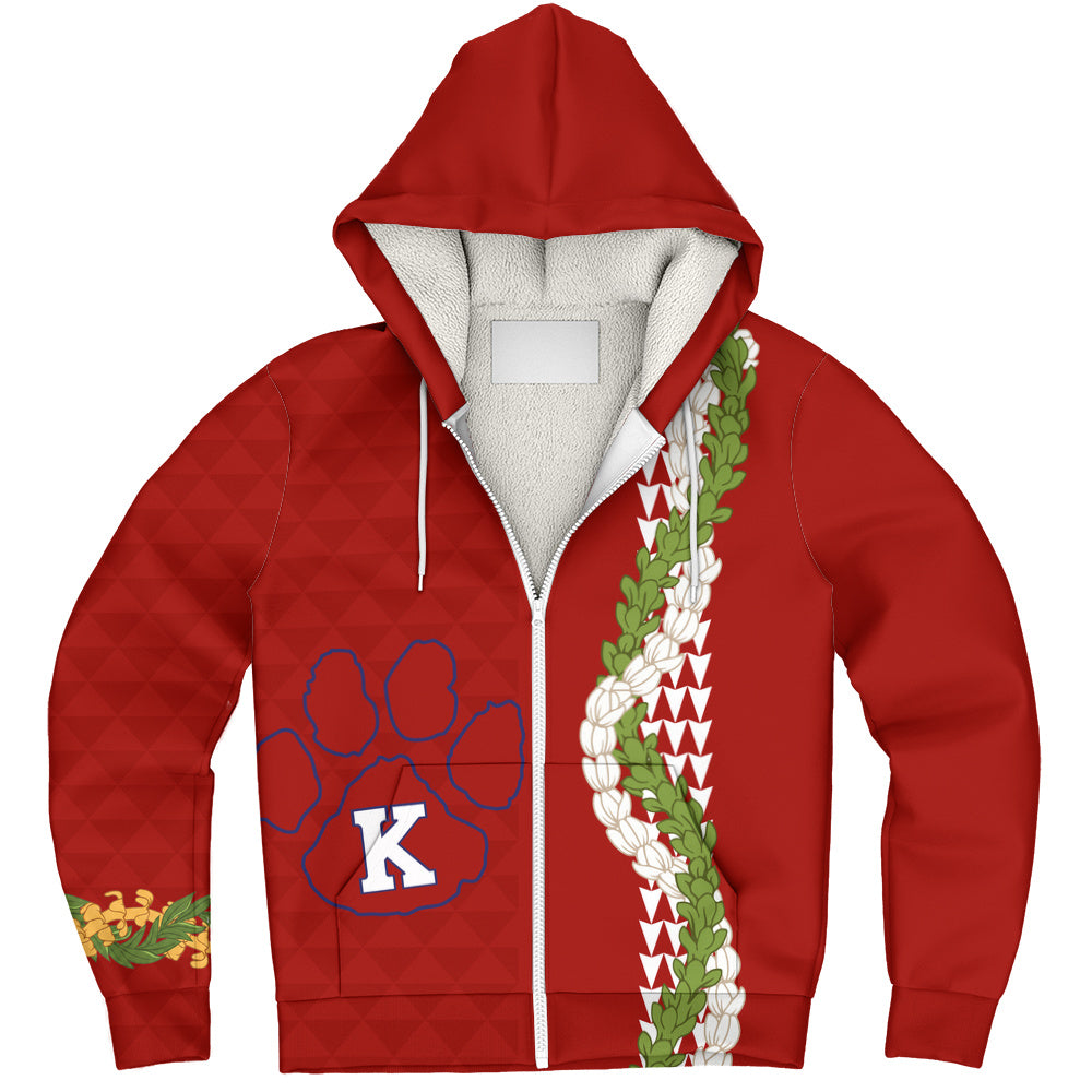 Keaʻau High School Sherpa Hoodie Puakenikeni Maile Flower Lei