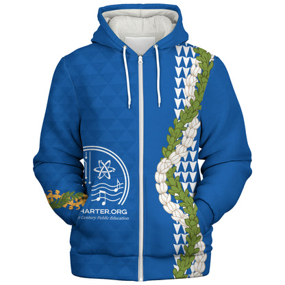 Kihei Charter School Sherpa Hoodie Puakenikeni Maile Flower Lei