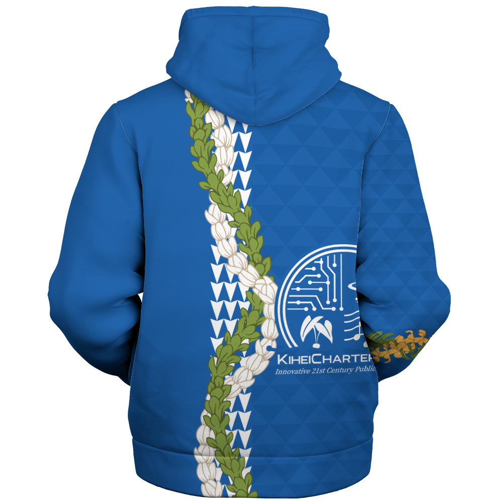 Kihei Charter School Sherpa Hoodie Puakenikeni Maile Flower Lei