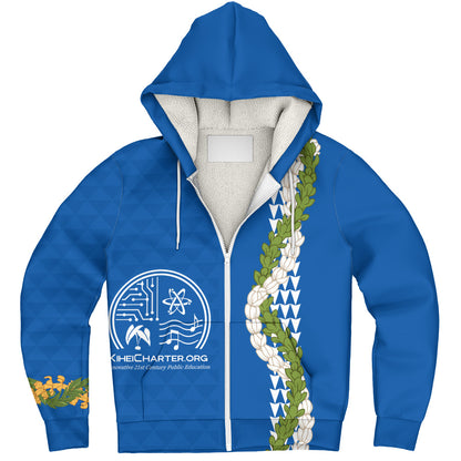 Kihei Charter School Sherpa Hoodie Puakenikeni Maile Flower Lei