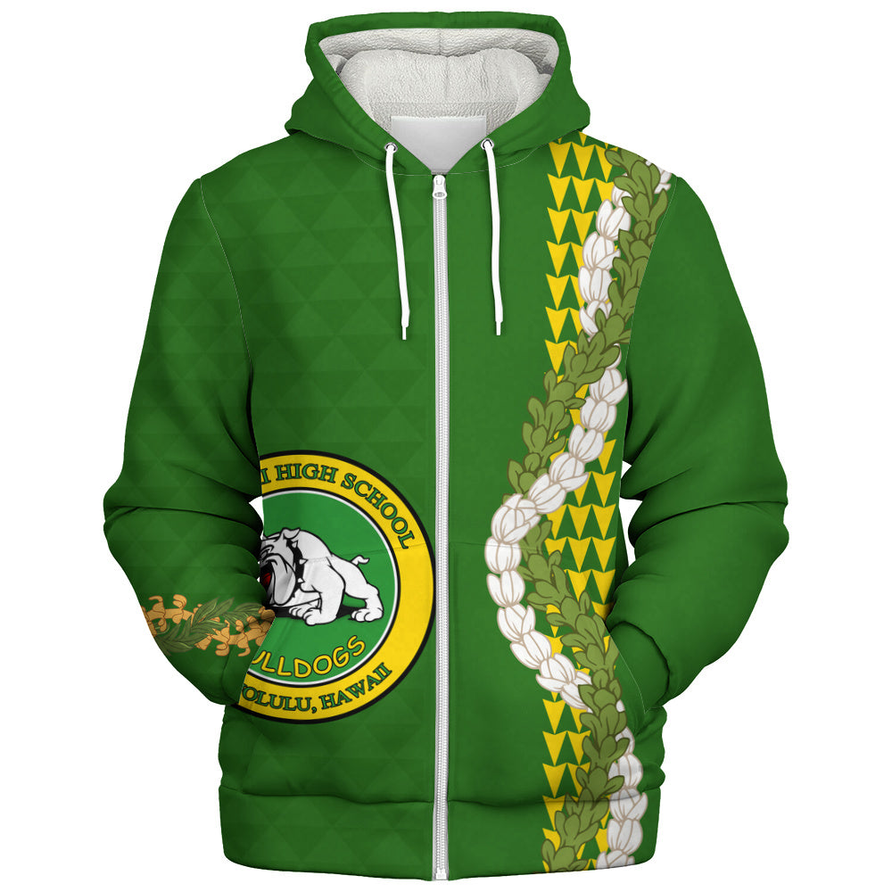 Kaimuki High School Sherpa Hoodie Puakenikeni Maile Flower Lei