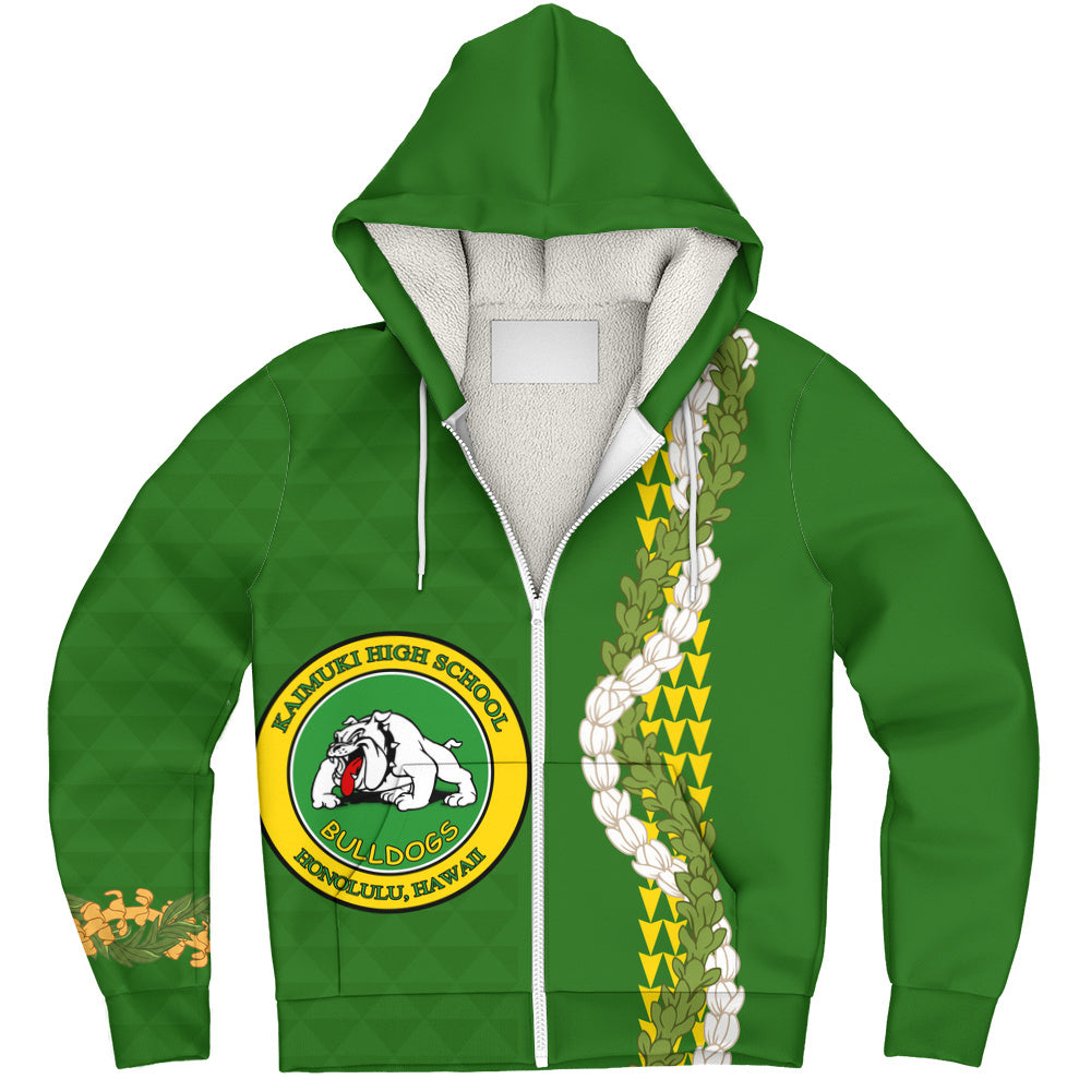 Kaimuki High School Sherpa Hoodie Puakenikeni Maile Flower Lei