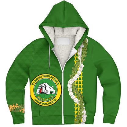 Kaimuki High School Sherpa Hoodie Puakenikeni Maile Flower Lei