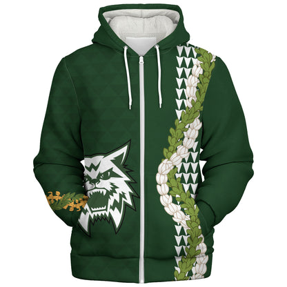 Konawaena High School Sherpa Hoodie Puakenikeni Maile Flower Lei