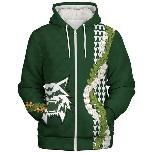 Konawaena High School Sherpa Hoodie Puakenikeni Maile Flower Lei