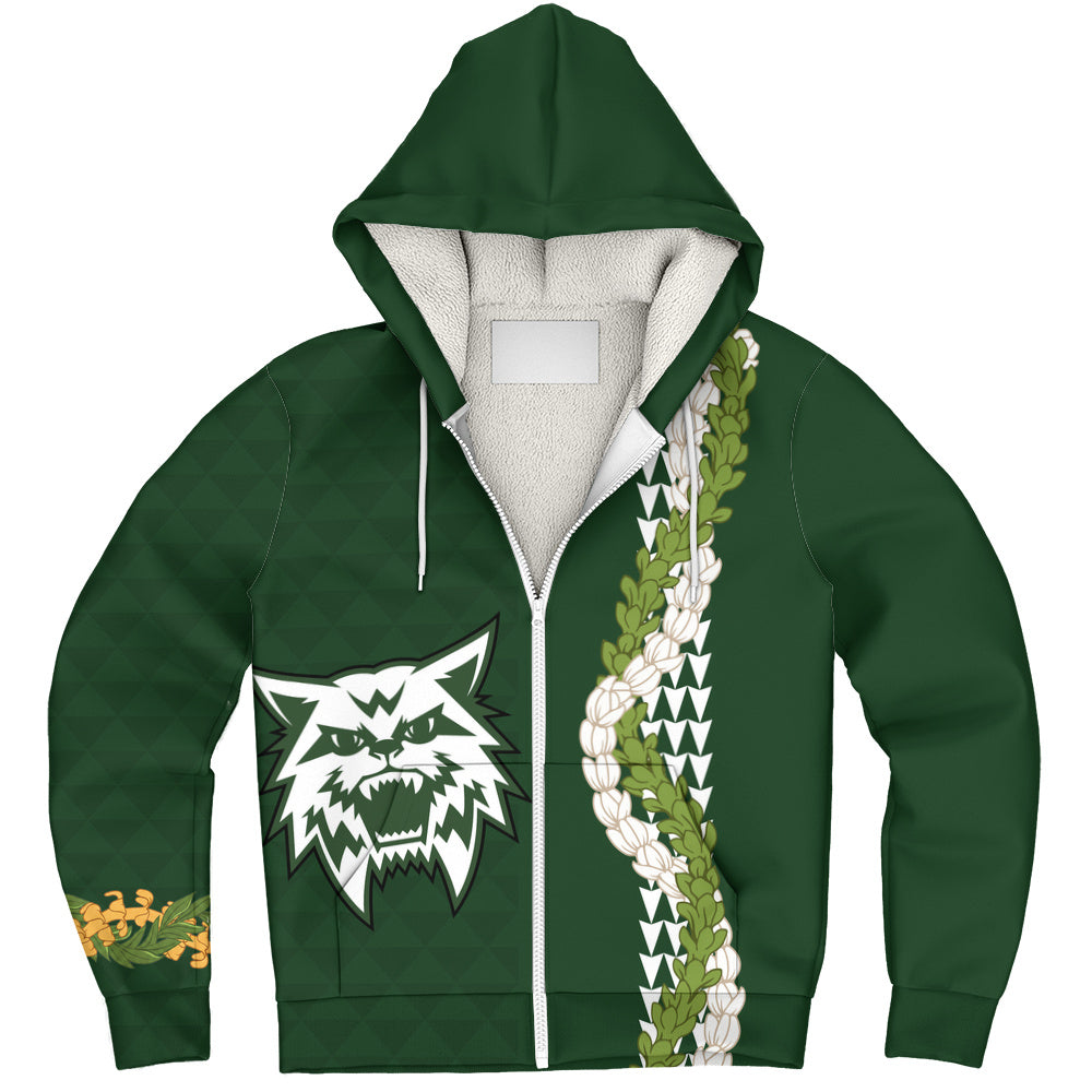 Konawaena High School Sherpa Hoodie Puakenikeni Maile Flower Lei