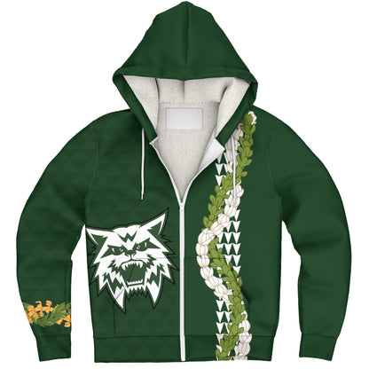 Konawaena High School Sherpa Hoodie Puakenikeni Maile Flower Lei