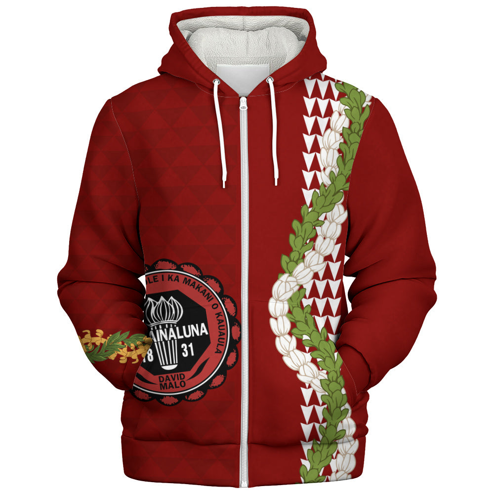 Lahainaluna High School Sherpa Hoodie Puakenikeni Maile Flower Lei