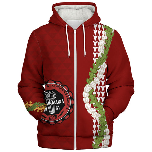 Lahainaluna High School Sherpa Hoodie Puakenikeni Maile Flower Lei