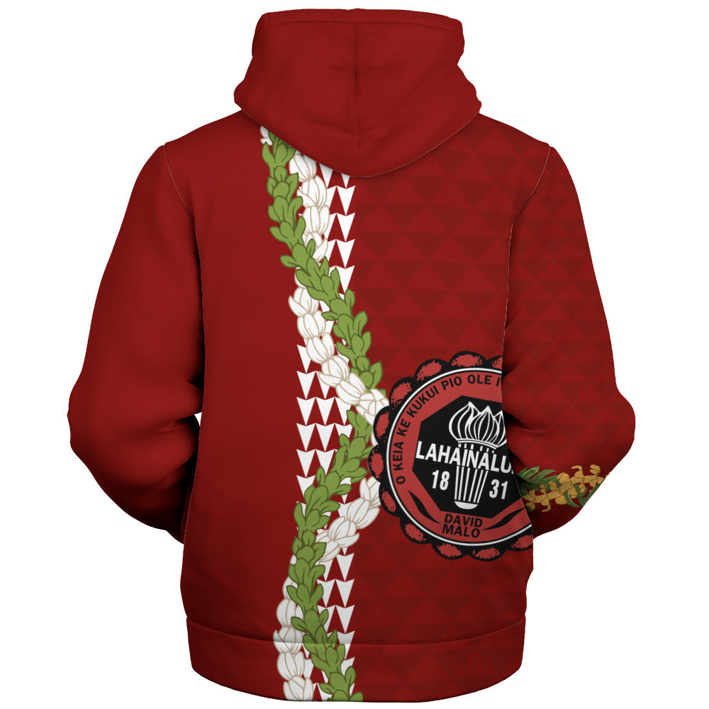 Lahainaluna High School Sherpa Hoodie Puakenikeni Maile Flower Lei