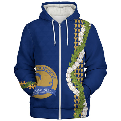 Laupāhoehoe Community Public Charter School Sherpa Hoodie Puakenikeni Maile Flower Lei