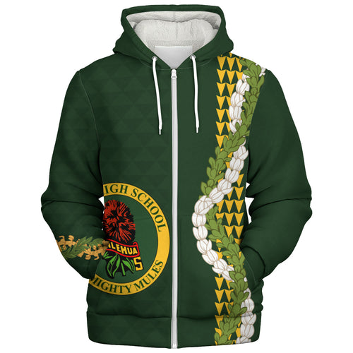 Leilehua High School Sherpa Hoodie Puakenikeni Maile Flower Lei