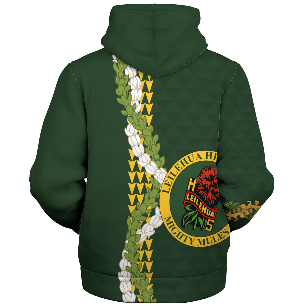 Leilehua High School Sherpa Hoodie Puakenikeni Maile Flower Lei