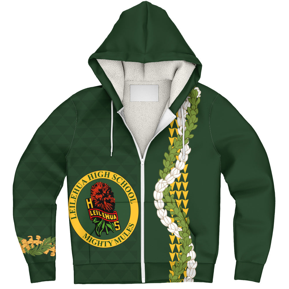 Leilehua High School Sherpa Hoodie Puakenikeni Maile Flower Lei