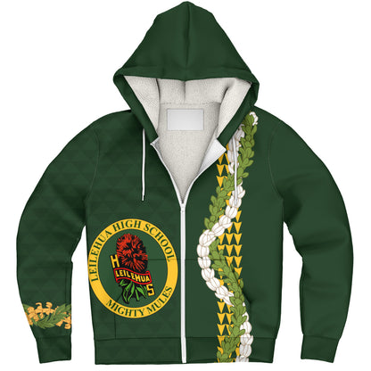 Leilehua High School Sherpa Hoodie Puakenikeni Maile Flower Lei