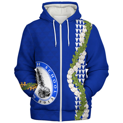 Maui High School Sherpa Hoodie Puakenikeni Maile Flower Lei
