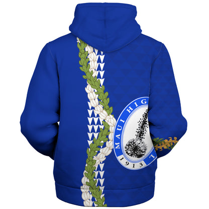 Maui High School Sherpa Hoodie Puakenikeni Maile Flower Lei