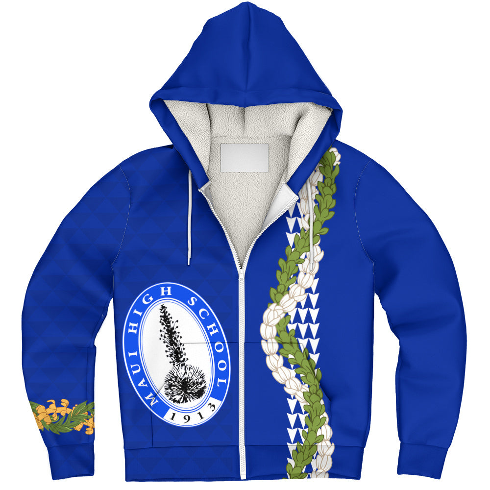 Maui High School Sherpa Hoodie Puakenikeni Maile Flower Lei
