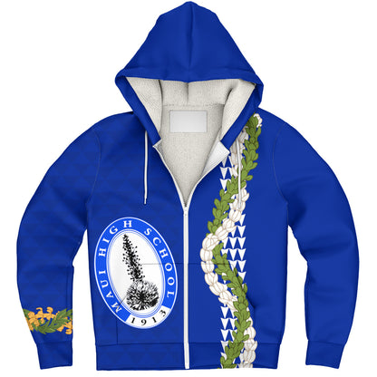 Maui High School Sherpa Hoodie Puakenikeni Maile Flower Lei