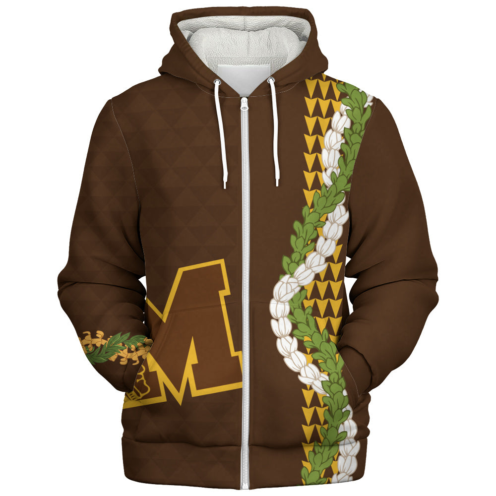 Mililani High School Sherpa Hoodie Puakenikeni Maile Flower Lei