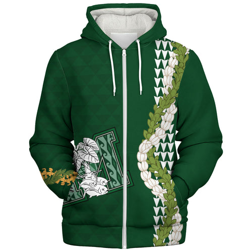 Molokaʻi High School Sherpa Hoodie Puakenikeni Maile Flower Lei