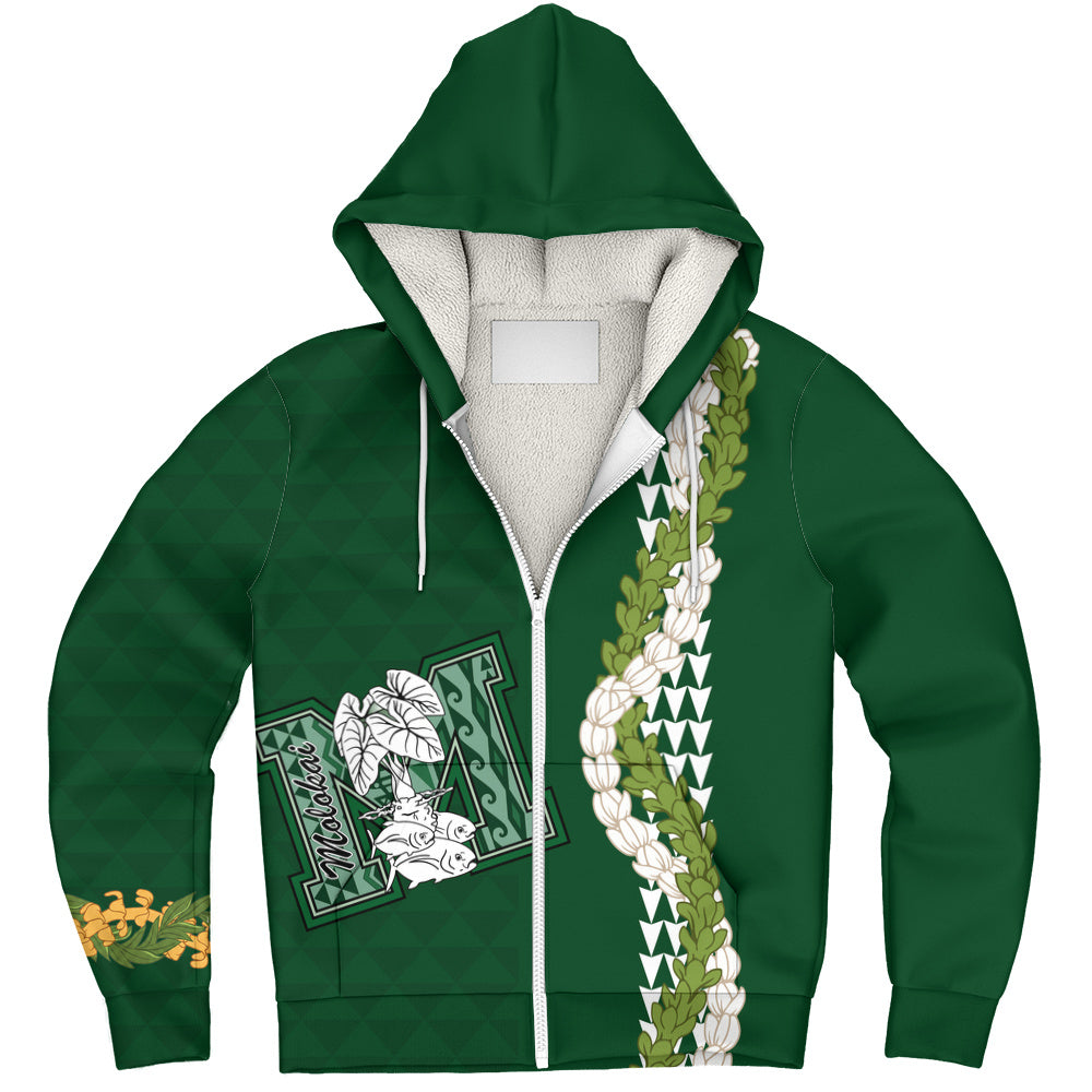 Molokaʻi High School Sherpa Hoodie Puakenikeni Maile Flower Lei