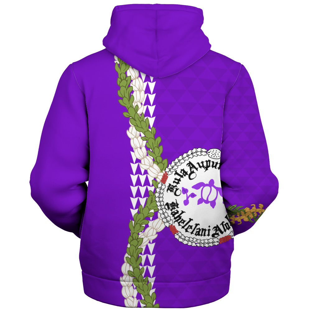 Ni'ihau High and Elementary School Sherpa Hoodie Puakenikeni Maile Flower Lei