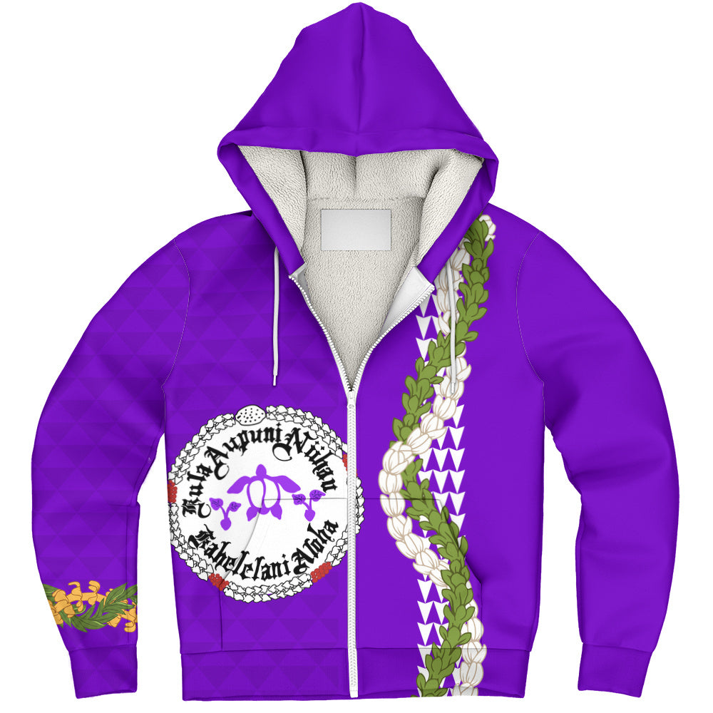 Ni'ihau High and Elementary School Sherpa Hoodie Puakenikeni Maile Flower Lei